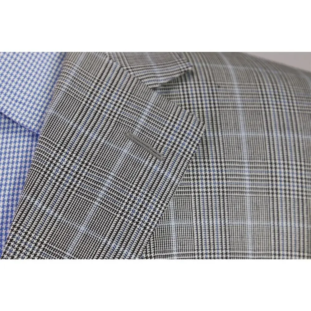 Ermenegildo Zegna Black Gray Blue Plaid Sportcoat Blazer 46R